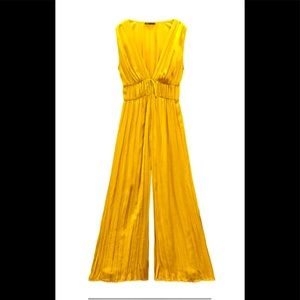 Zara Yellow Silky effect long jumpsuit